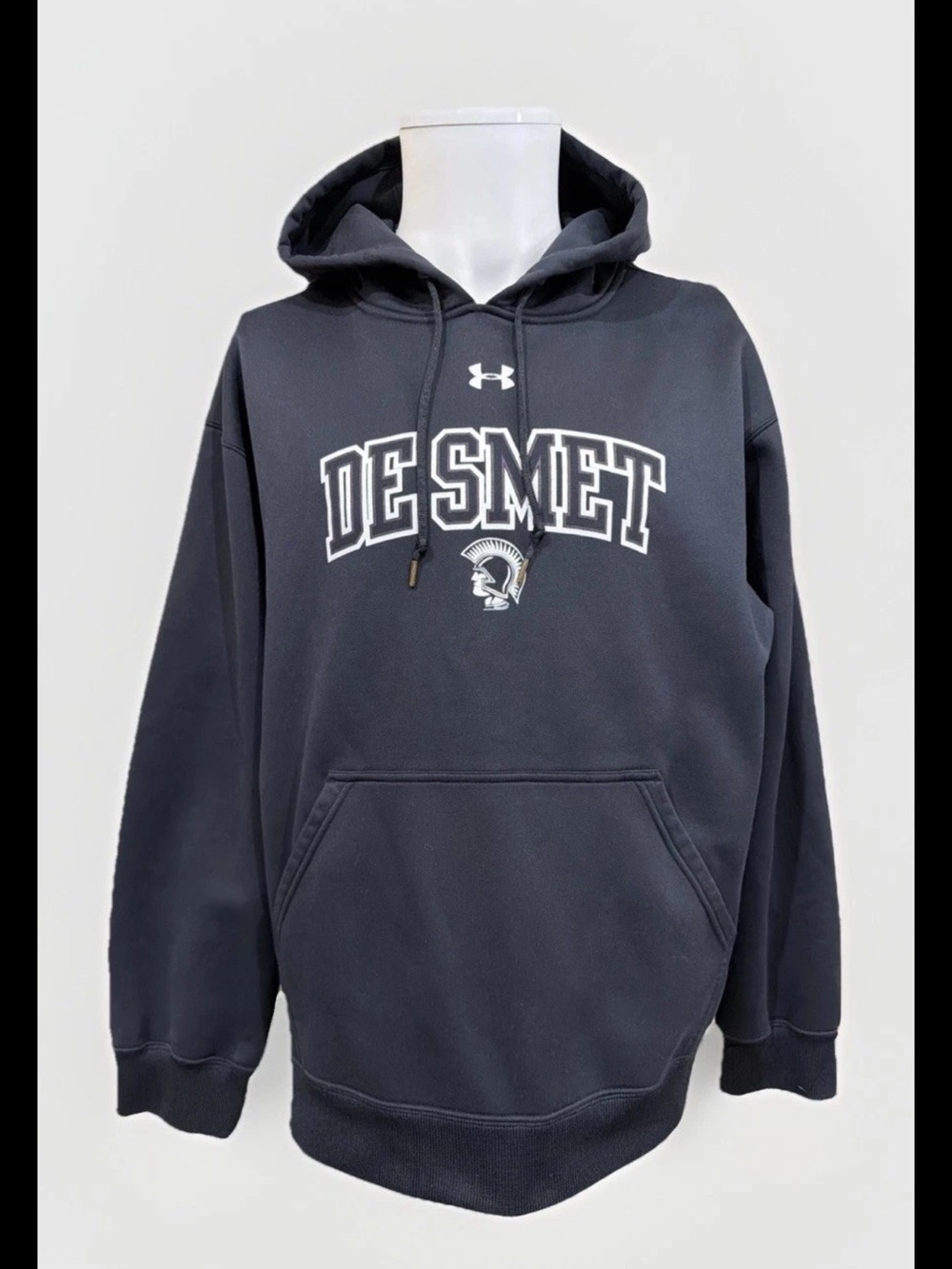 Under Armour De Smet Jesuit Black Fleece Pullover Sweatshirt Hoodie Gym Sz L